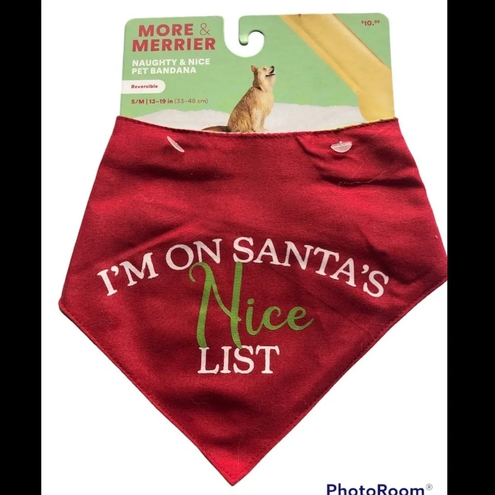 Set 2 Naughty Nice dog bandana Christmas holiday S/M